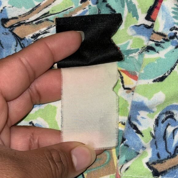 VTG Jantzen Classics Hawaiian Shirt Men's Green Palm Tree Sailboat Island Print - Picture 4 of 6